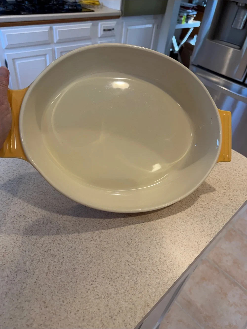 Yellow Ceramic Oven-to-Table Baking Dish-Cuisinart 14 in Oval dish